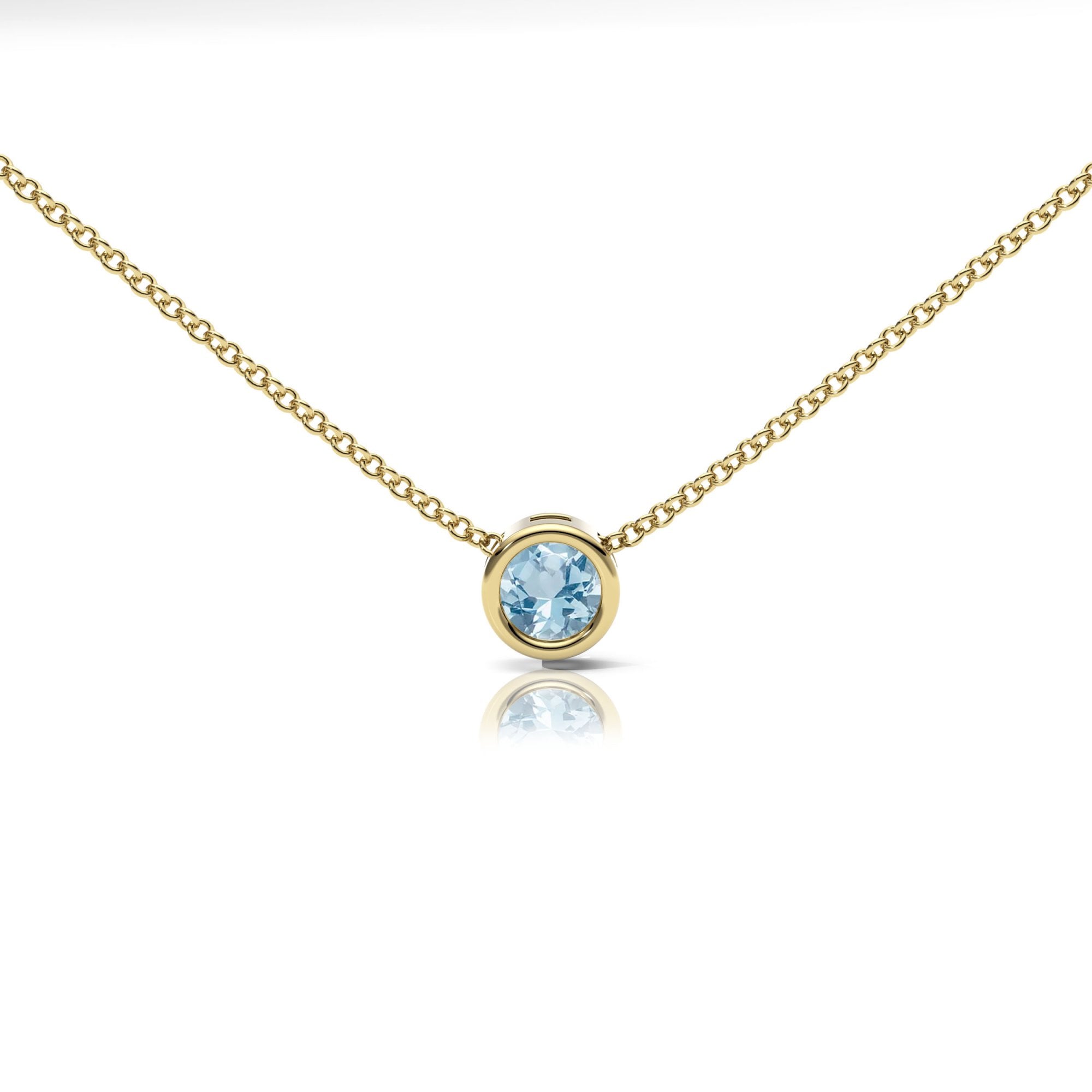 Aquamarine Rubover Set Necklace