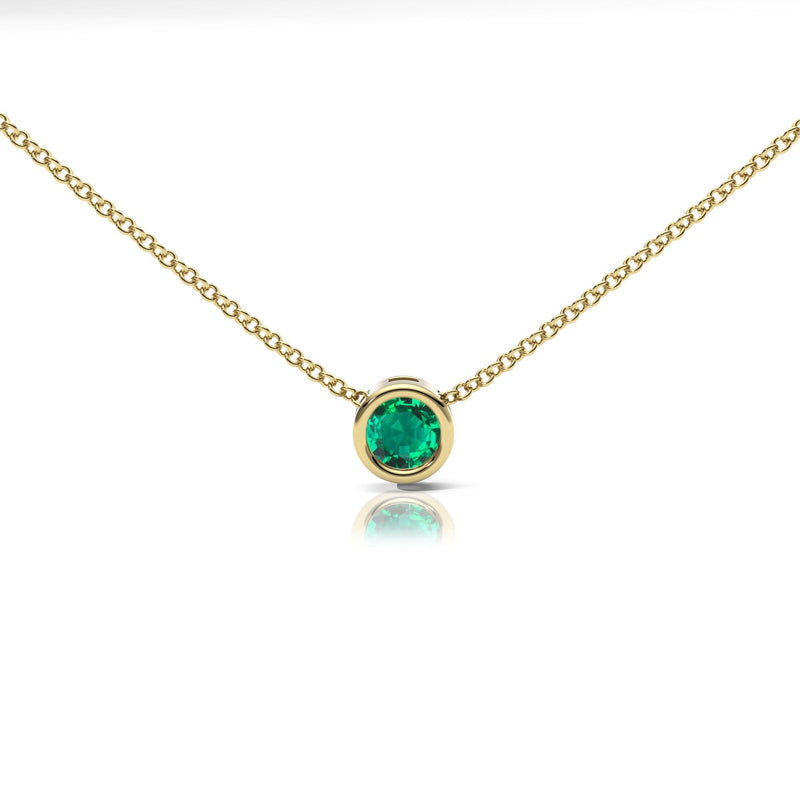 Lab Emerald Rubover Set Necklace