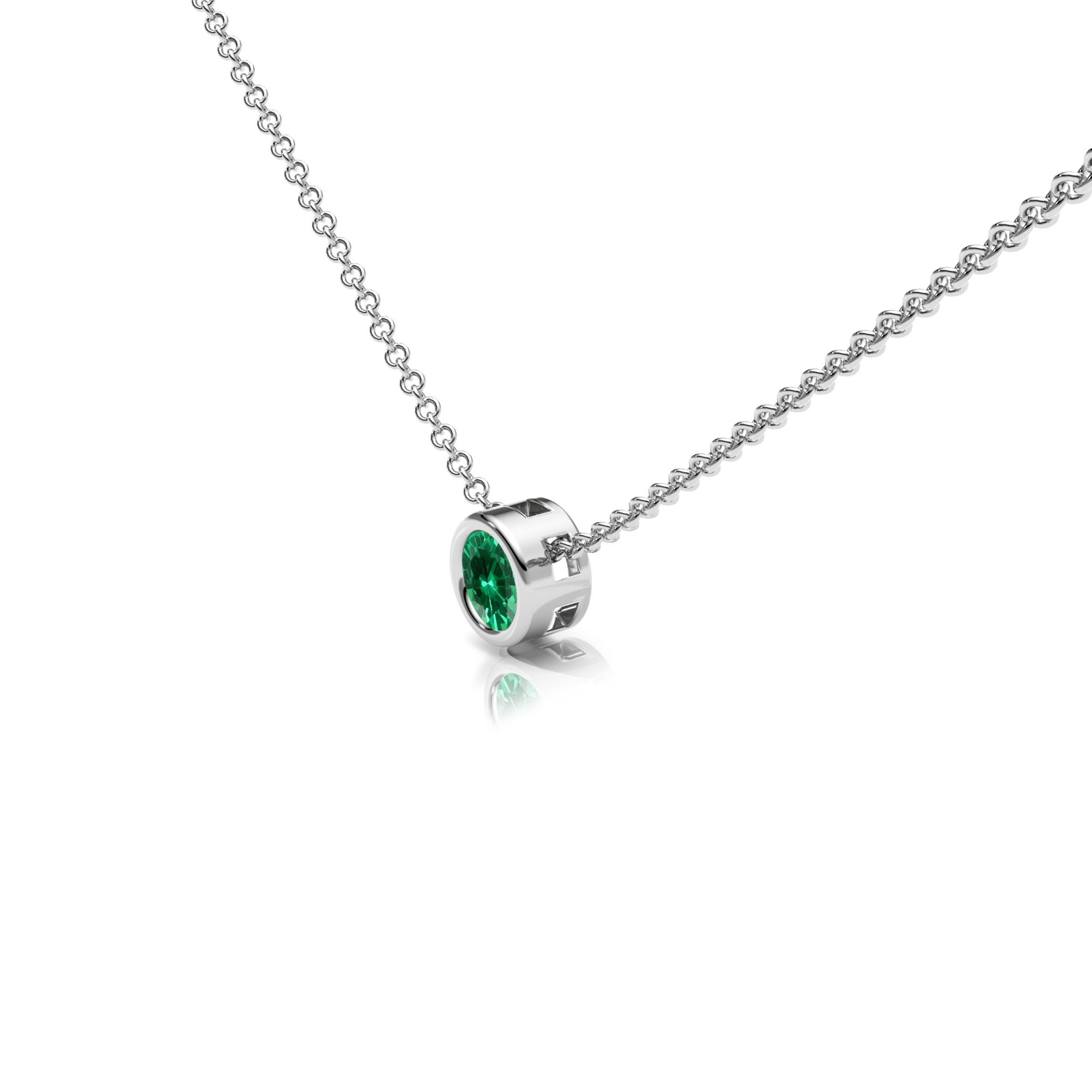 Lab Emerald Rubover Set Necklace