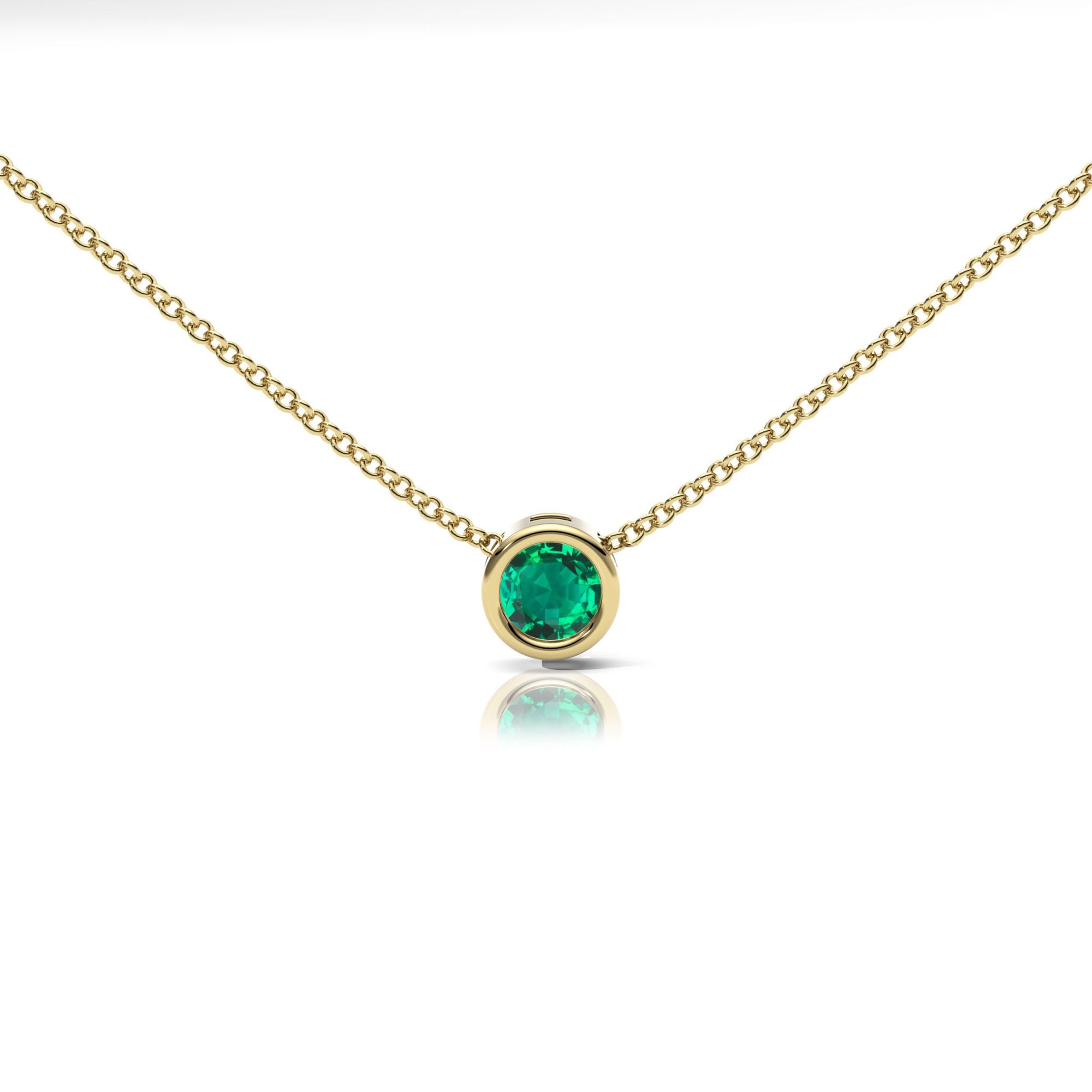 Lab Emerald Rubover Set Necklace