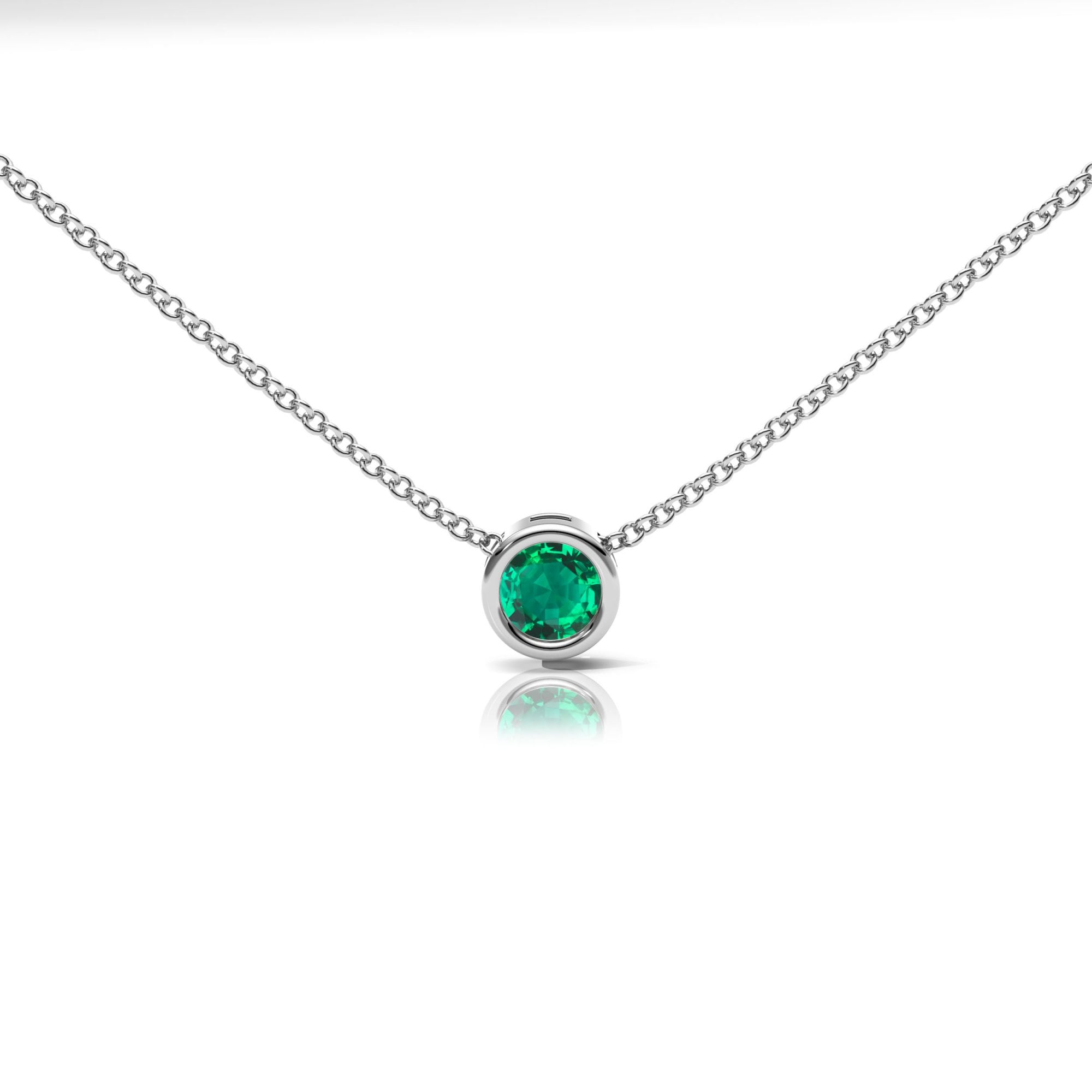 Lab Emerald Rubover Set Necklace
