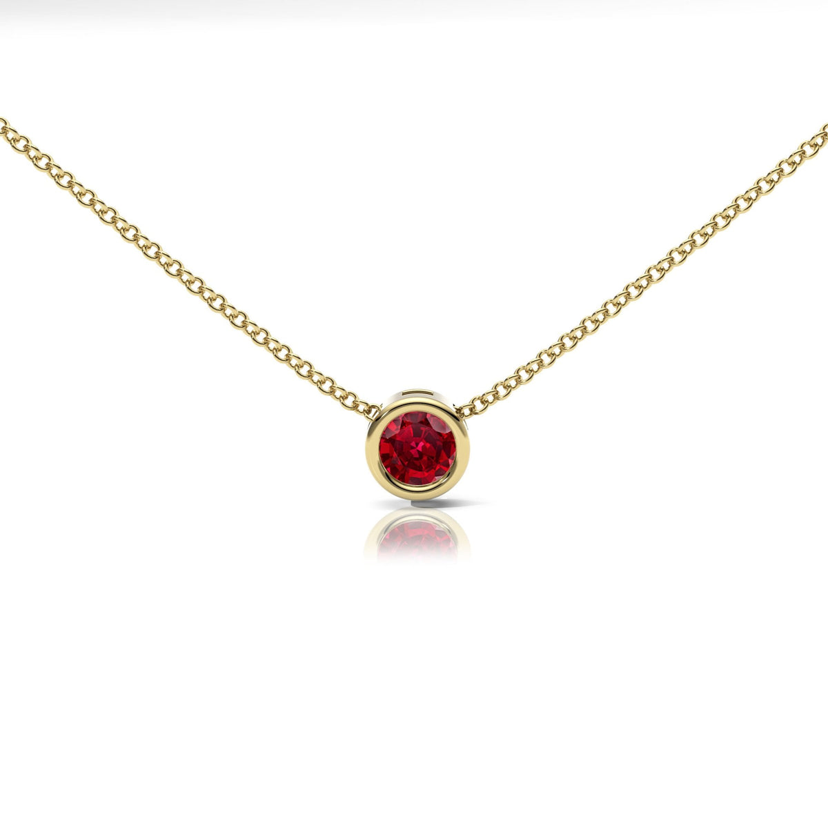 Lab Ruby Rubover Set Necklace