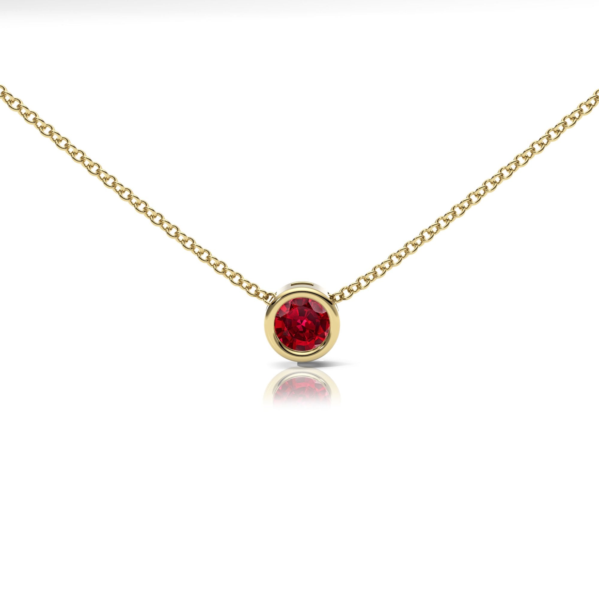 Lab Ruby Rubover Set Necklace