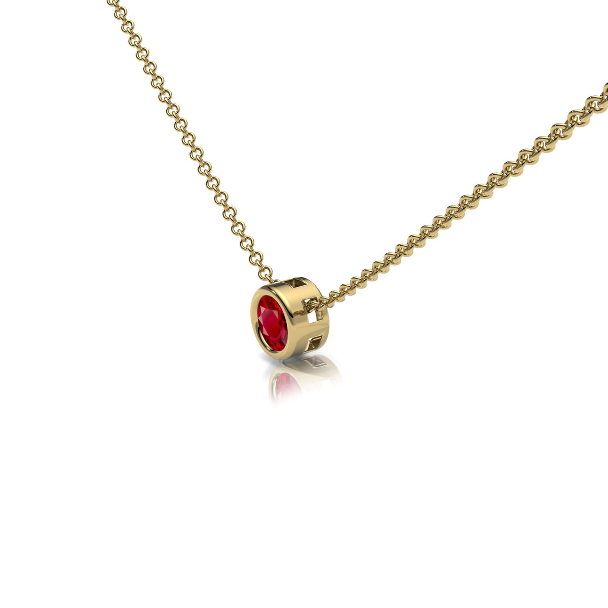 Lab Ruby Rubover Set Necklace