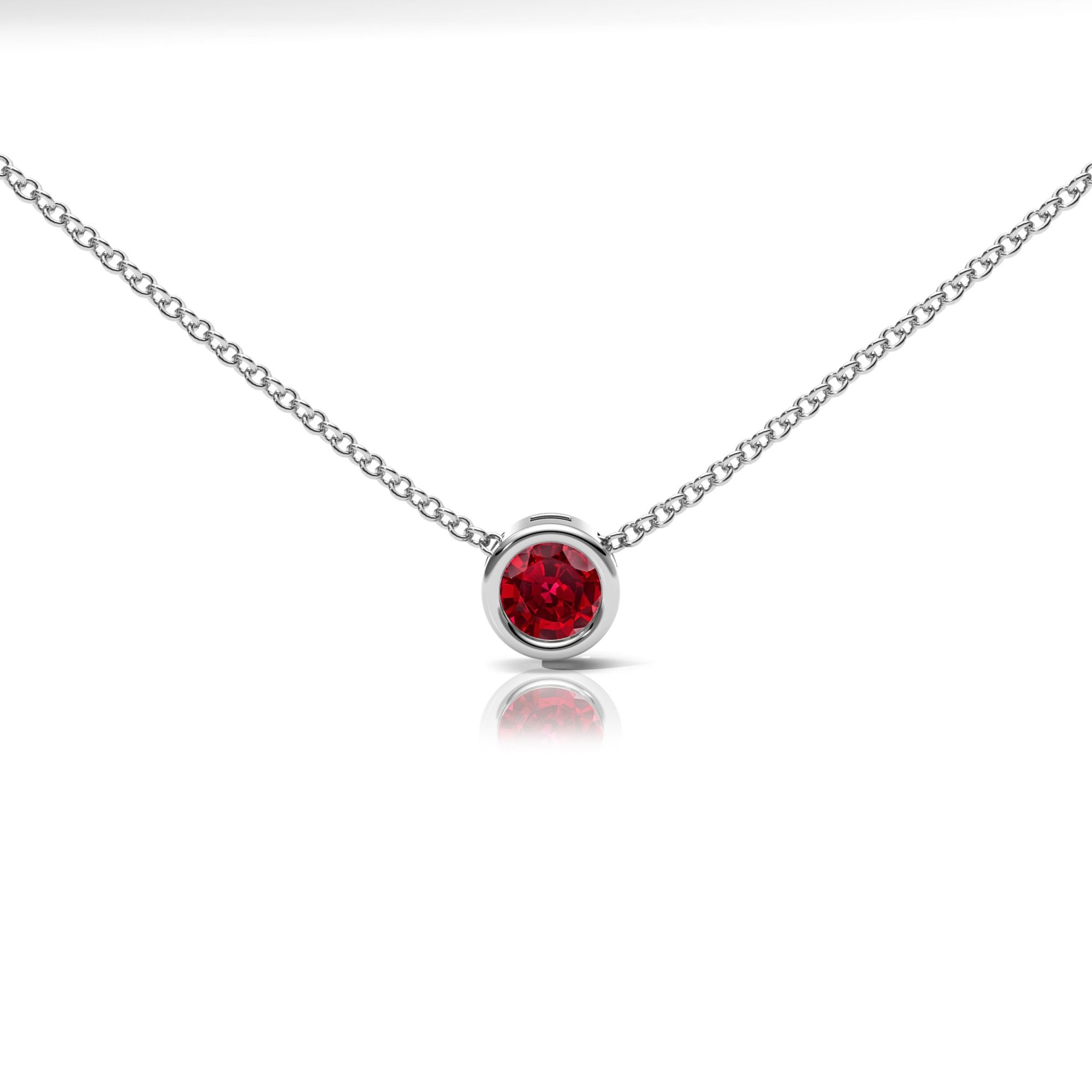 Lab Ruby Rubover Set Necklace