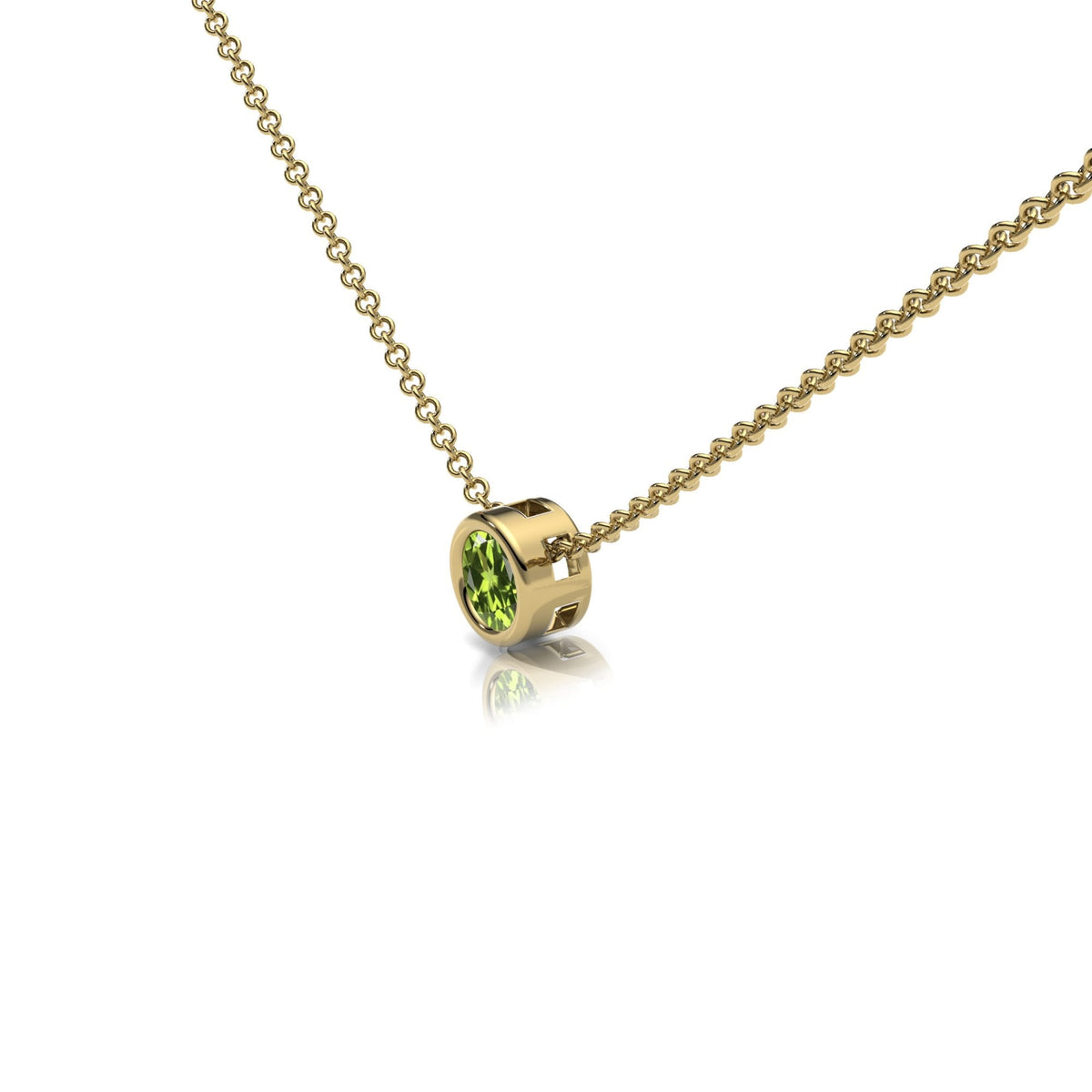 Peridot Rubover Set Necklace