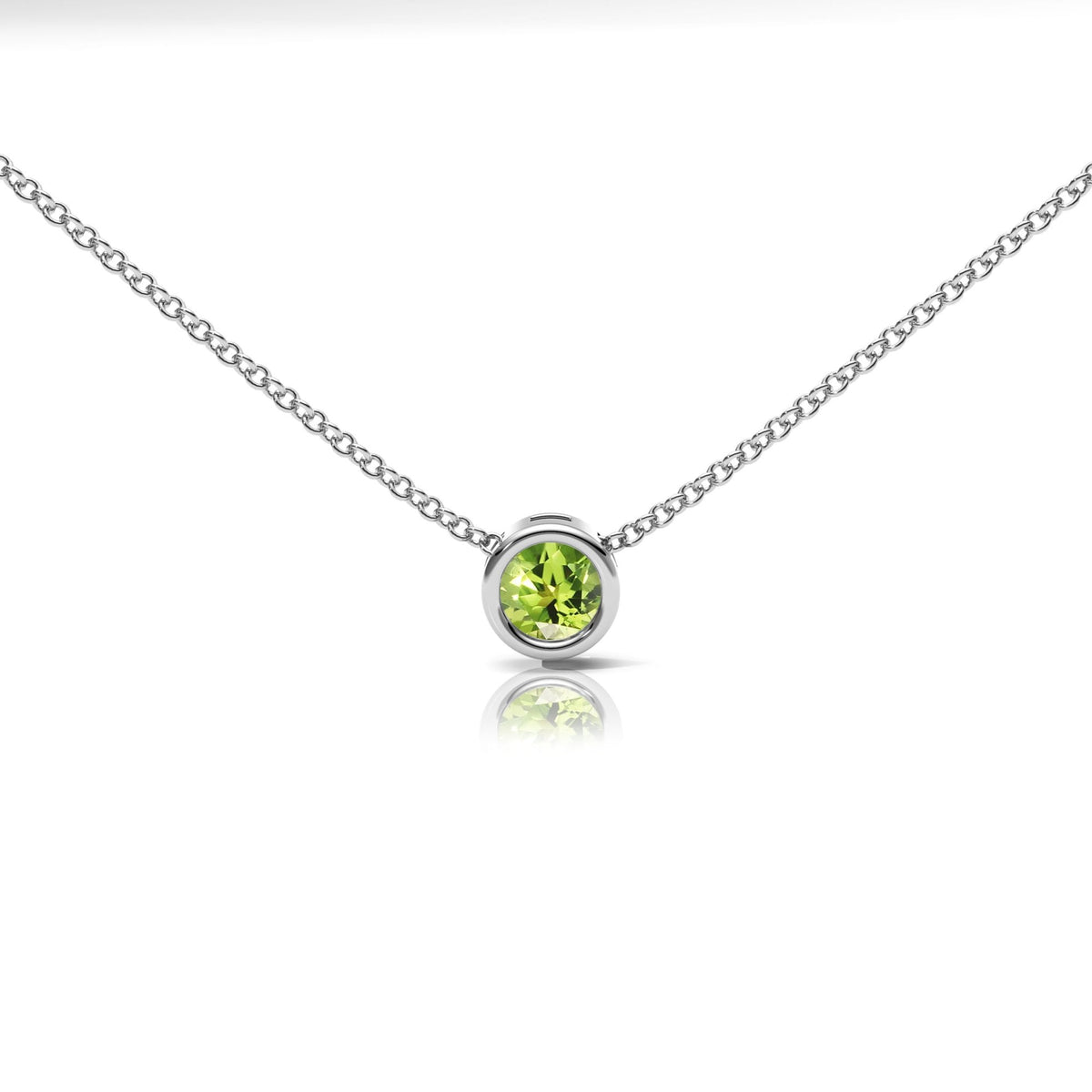 Peridot Rubover Set Necklace