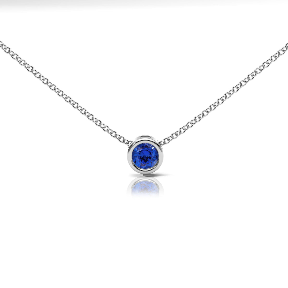 Lab Sapphire Rubover Set Necklace