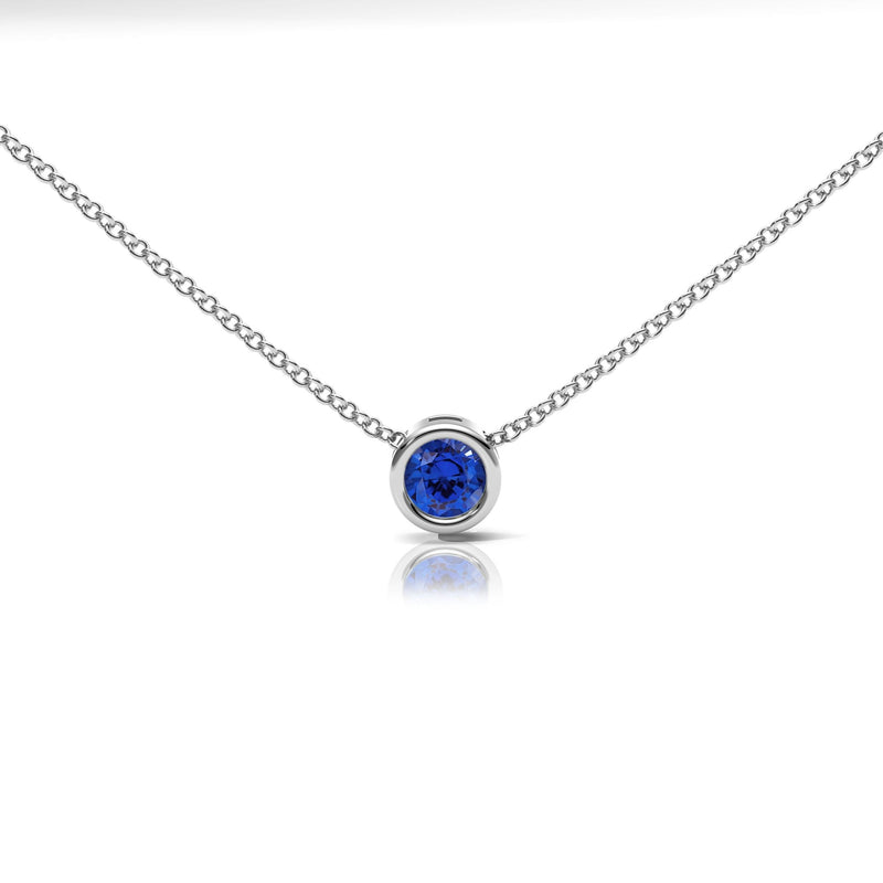 Lab Sapphire Rubover Set Necklace