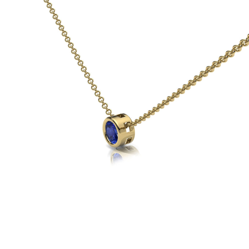 Lab Sapphire Rubover Set Necklace