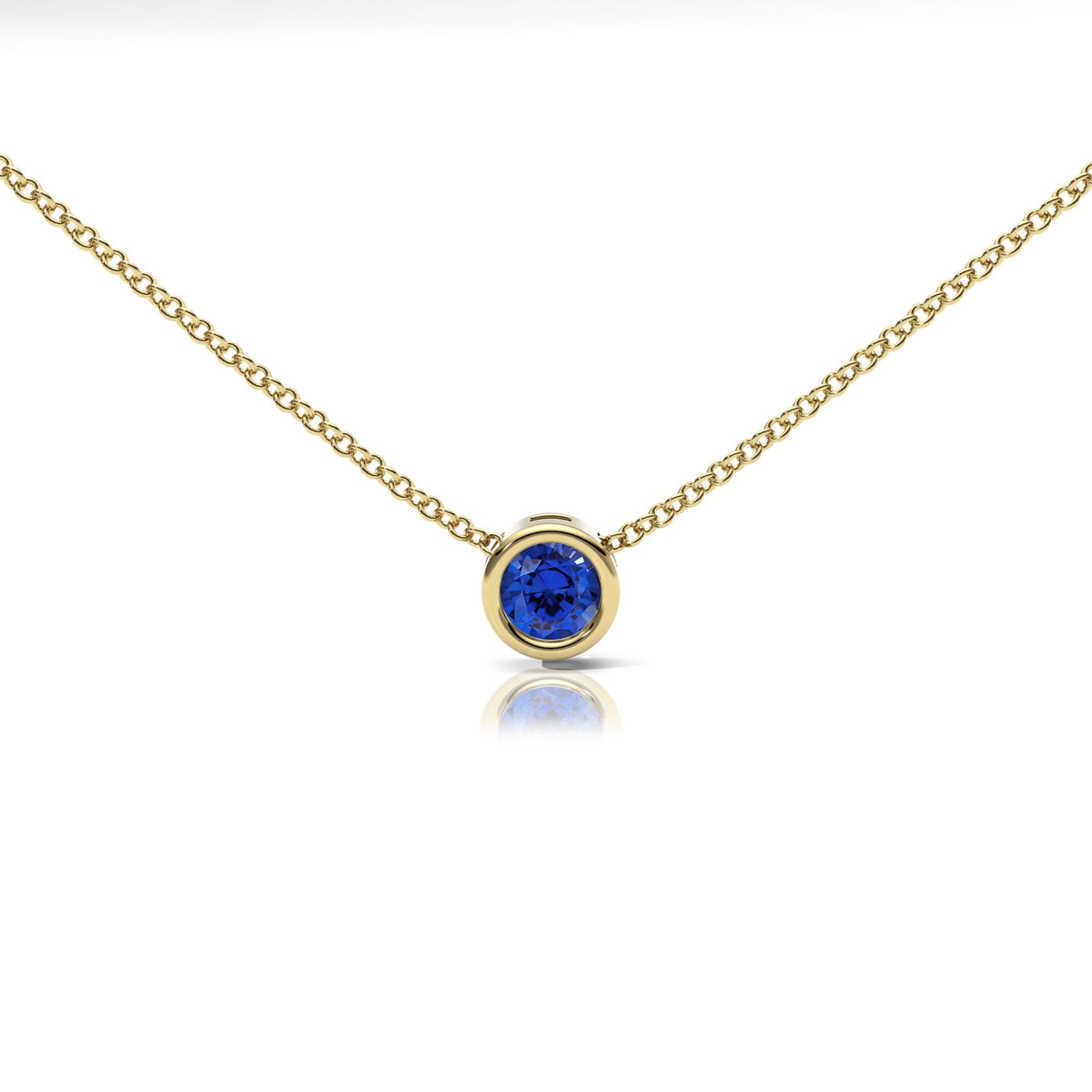 Lab Sapphire Rubover Set Necklace