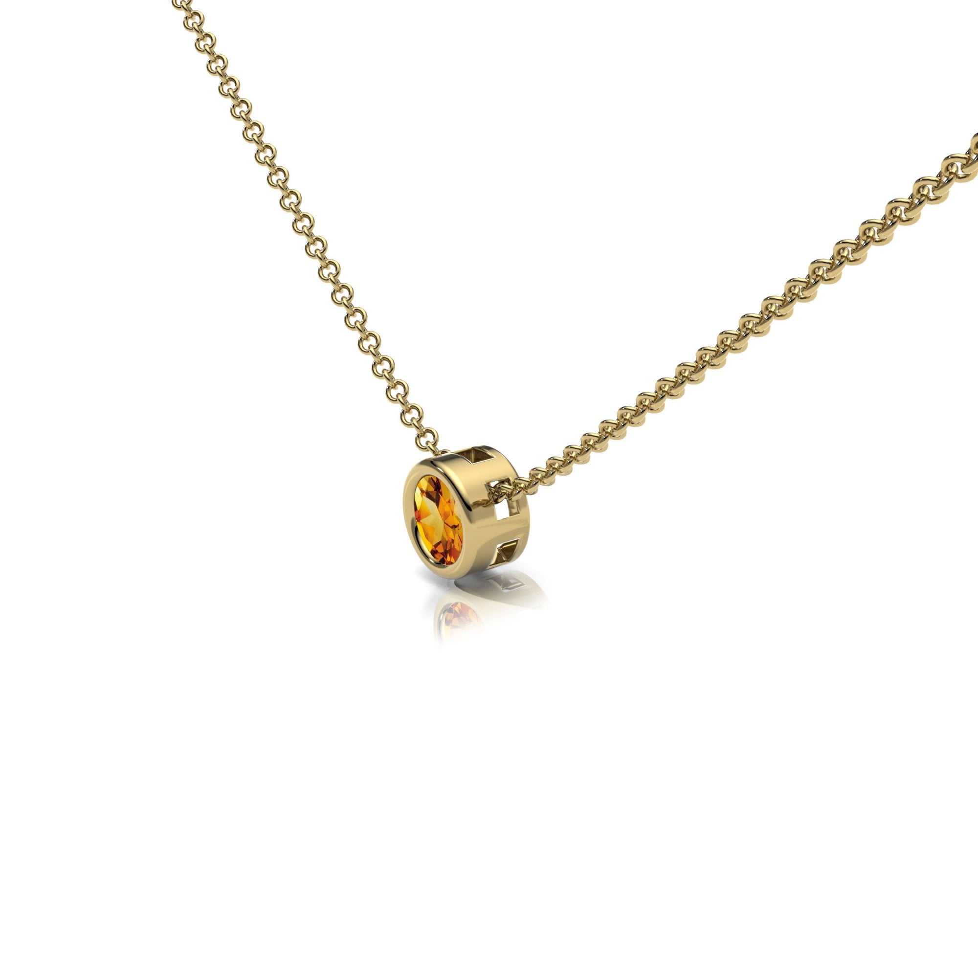 Citrine Rubover Set Necklace