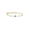 Bracelet with Green and White Stones Gold Plate