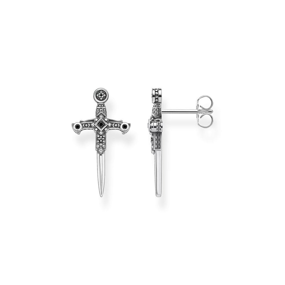 Ear Studs Swords Silver