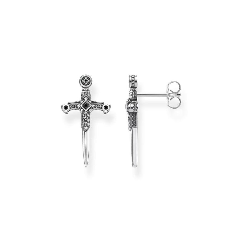Ear Studs Swords Silver