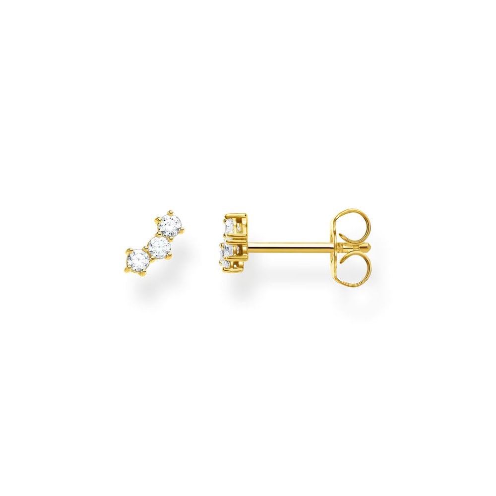 Single Gold-Plated Ear Stud White Stones