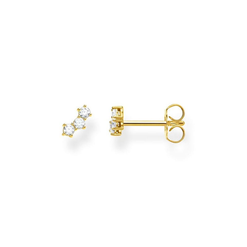 Single Gold-Plated Ear Stud White Stones