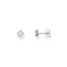 Silver Small Ear Studs Vintage with Cubic Zirconia