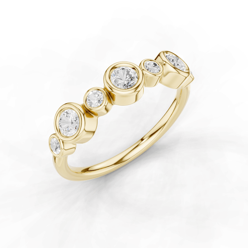 Round Cut 7 Stone Bubble Diamond Ring