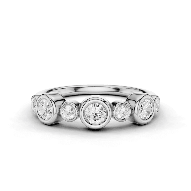 Round Cut 7 Stone Bubble Diamond Ring