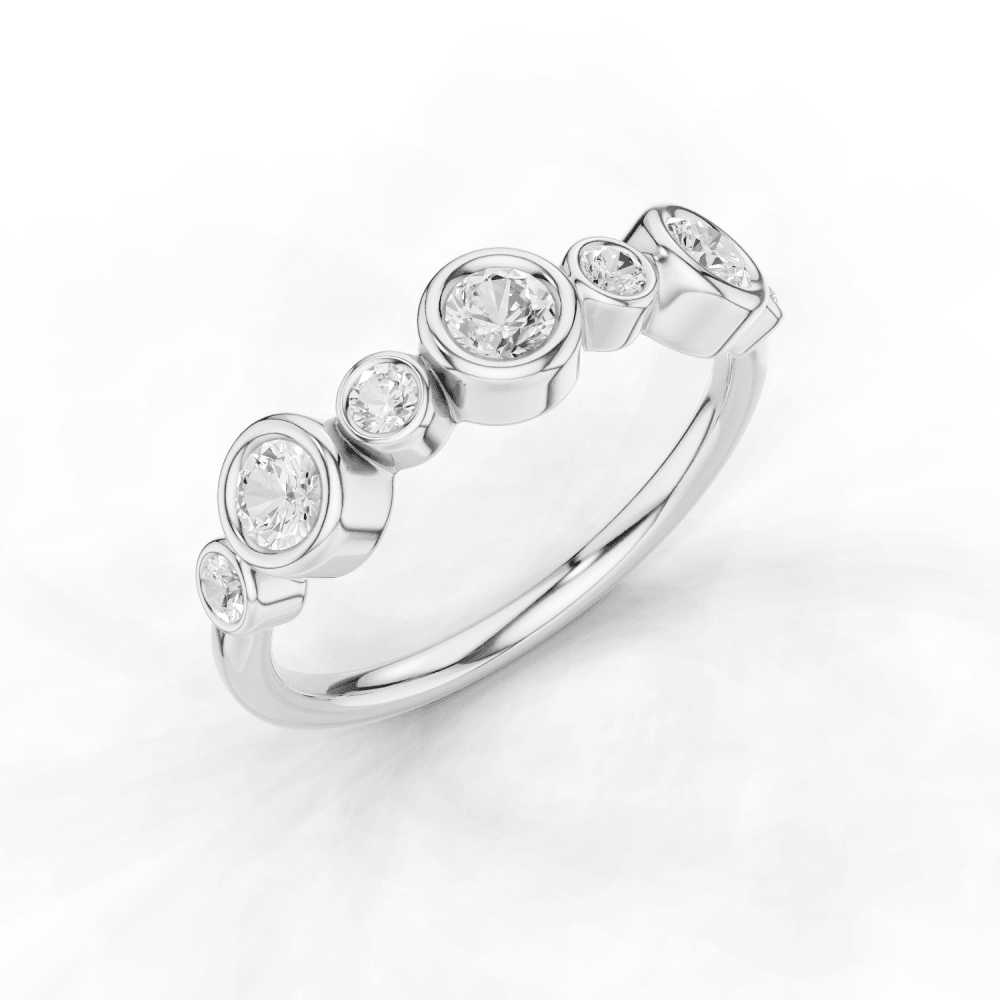 Round Cut 7 Stone Bubble Diamond Ring