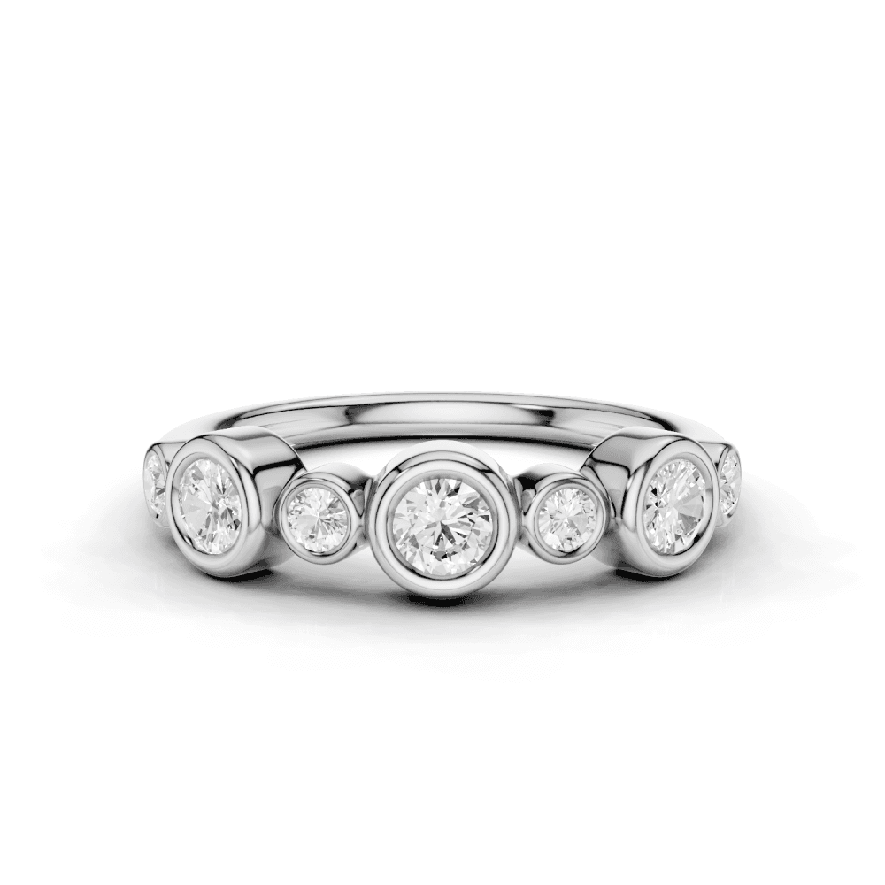 Round Cut 7 Stone Bubble Diamond Ring