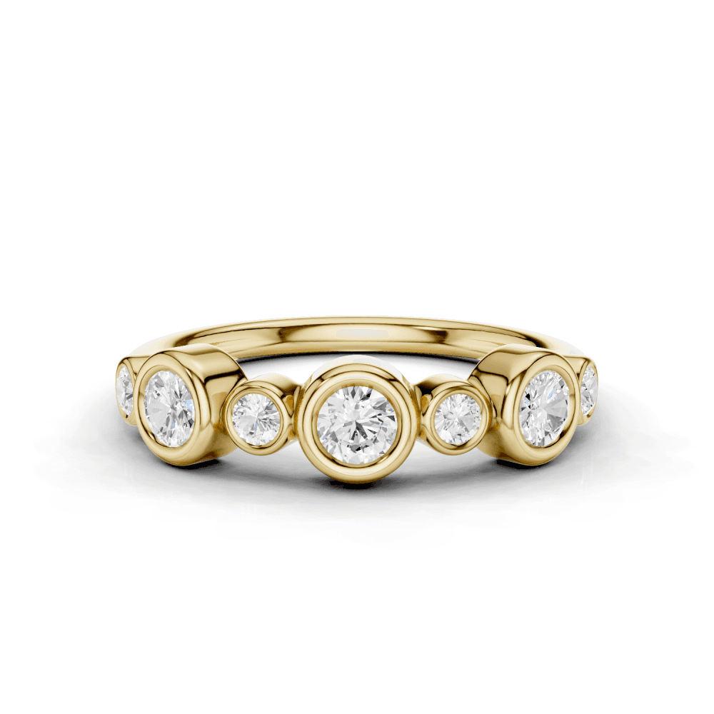 Round Cut 7 Stone Bubble Diamond Ring