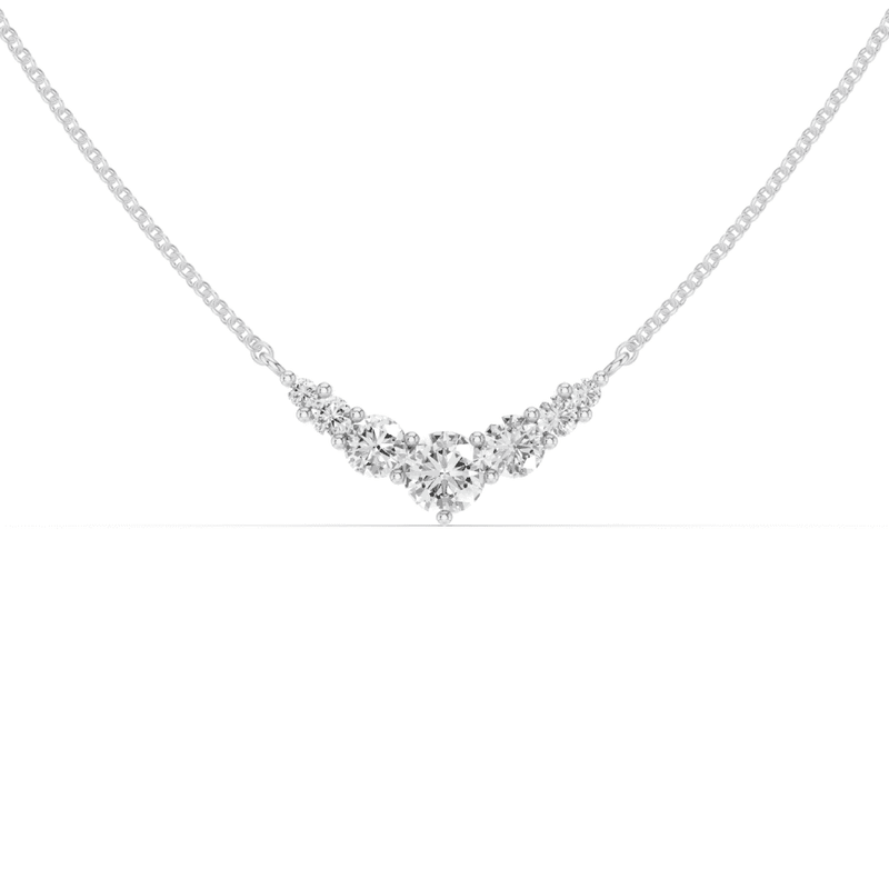7 Stone Diamond V Shape Necklace
