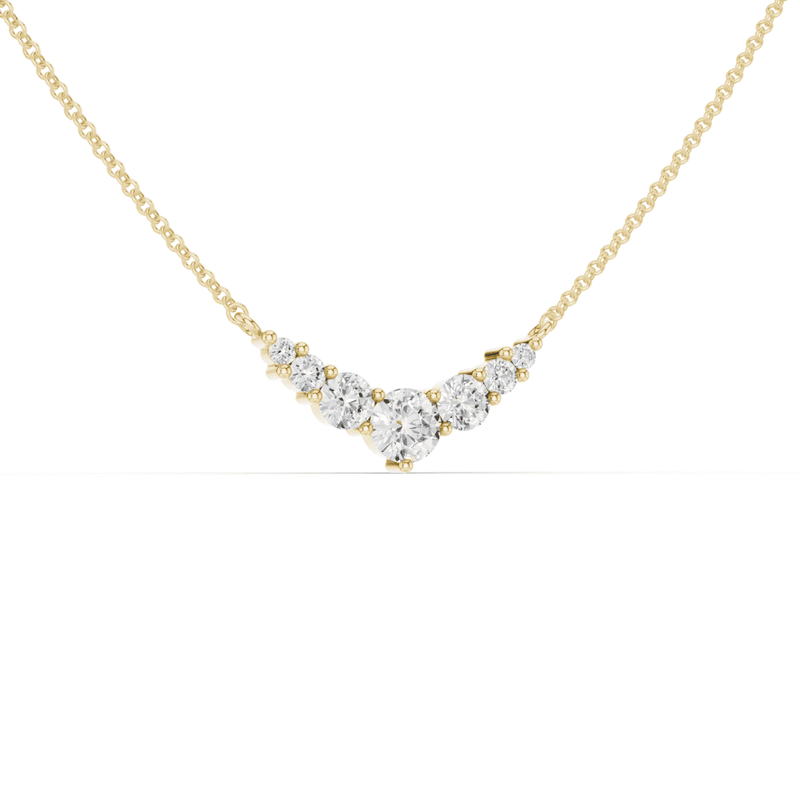 7 Stone Diamond V Shape Necklace