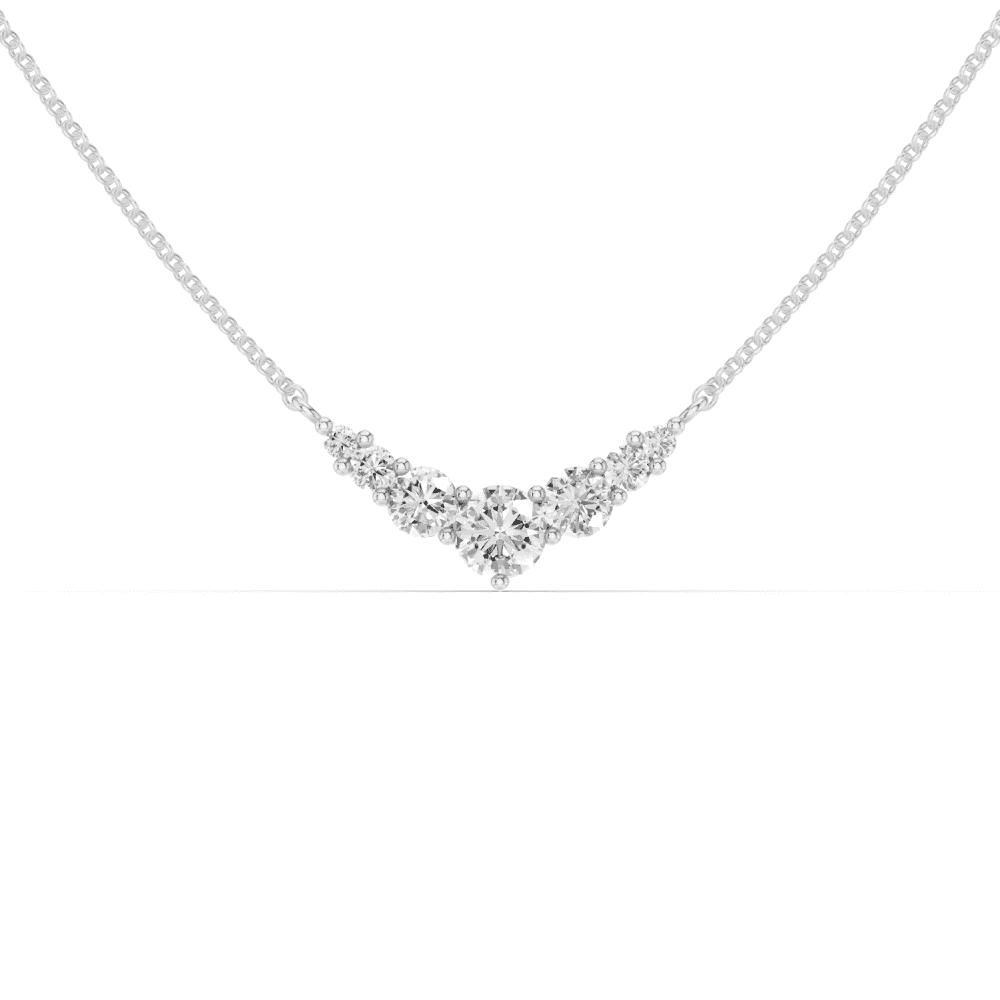 7 Stone Diamond V Shape Necklace