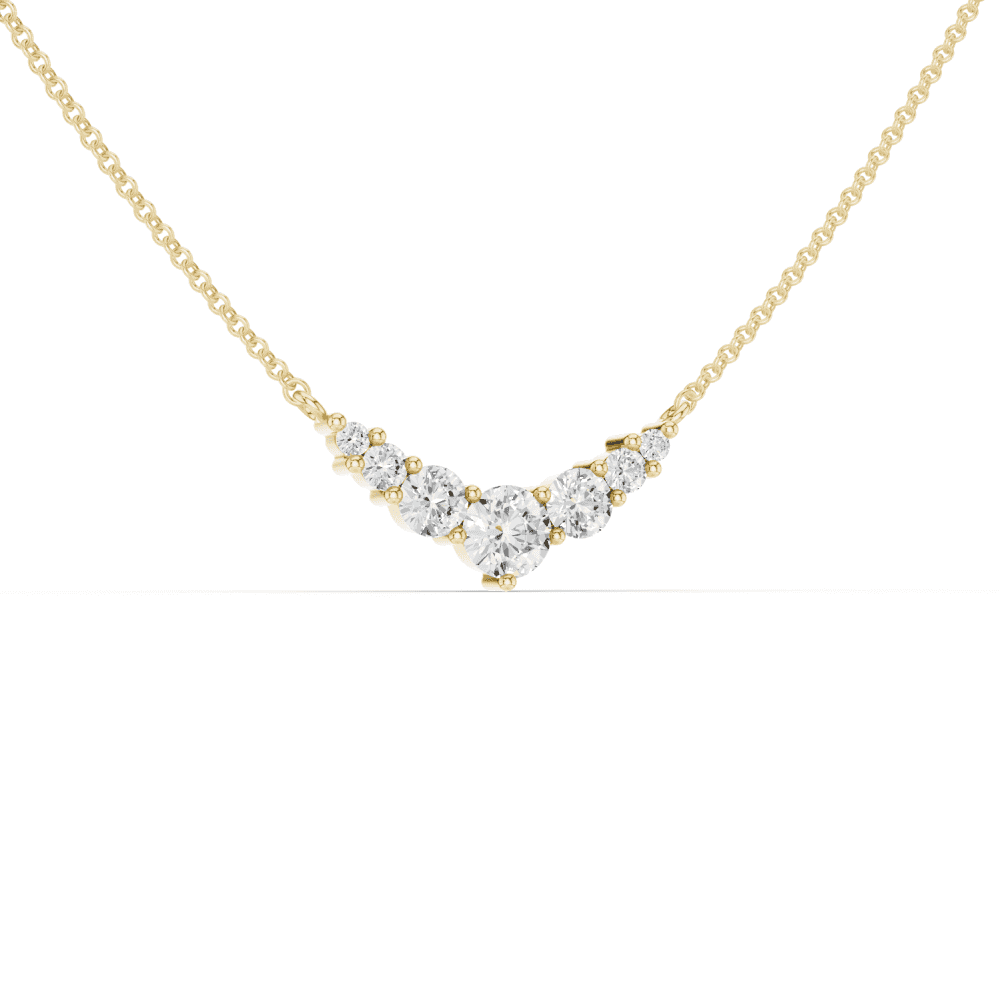 7 Stone Diamond V Shape Necklace