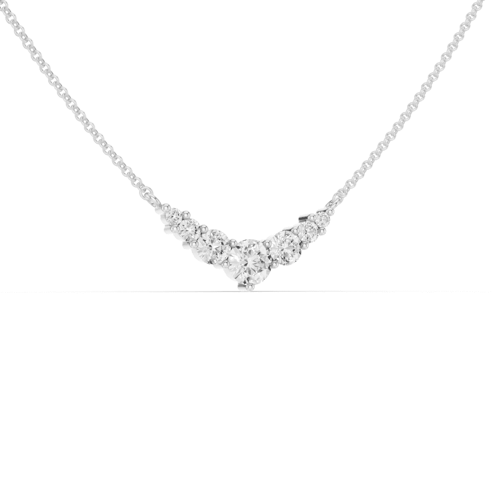 7 Stone Diamond V Shape Necklace