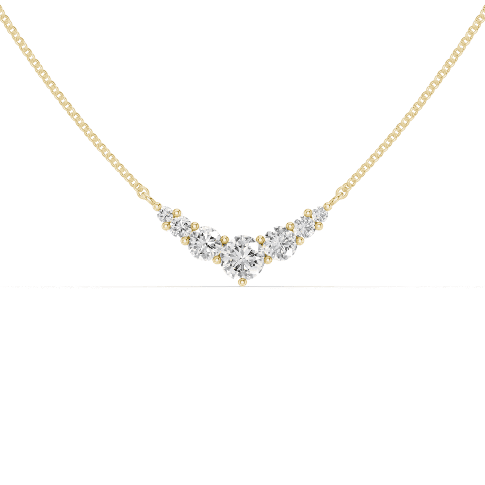 7 Stone Diamond V Shape Necklace