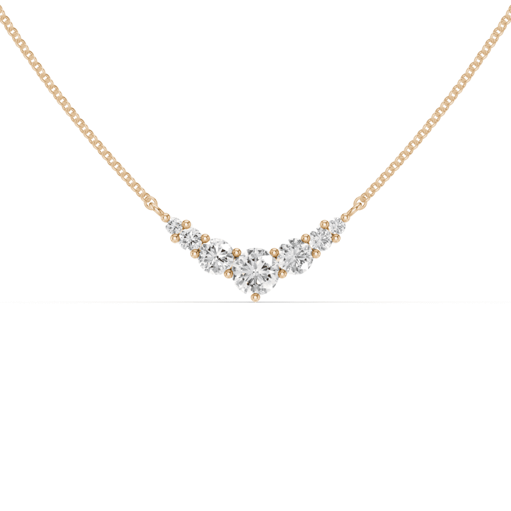 7 Stone Diamond V Shape Necklace