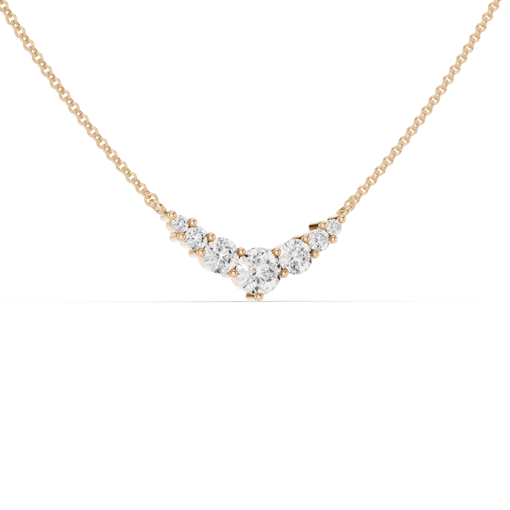 7 Stone Diamond V Shape Necklace