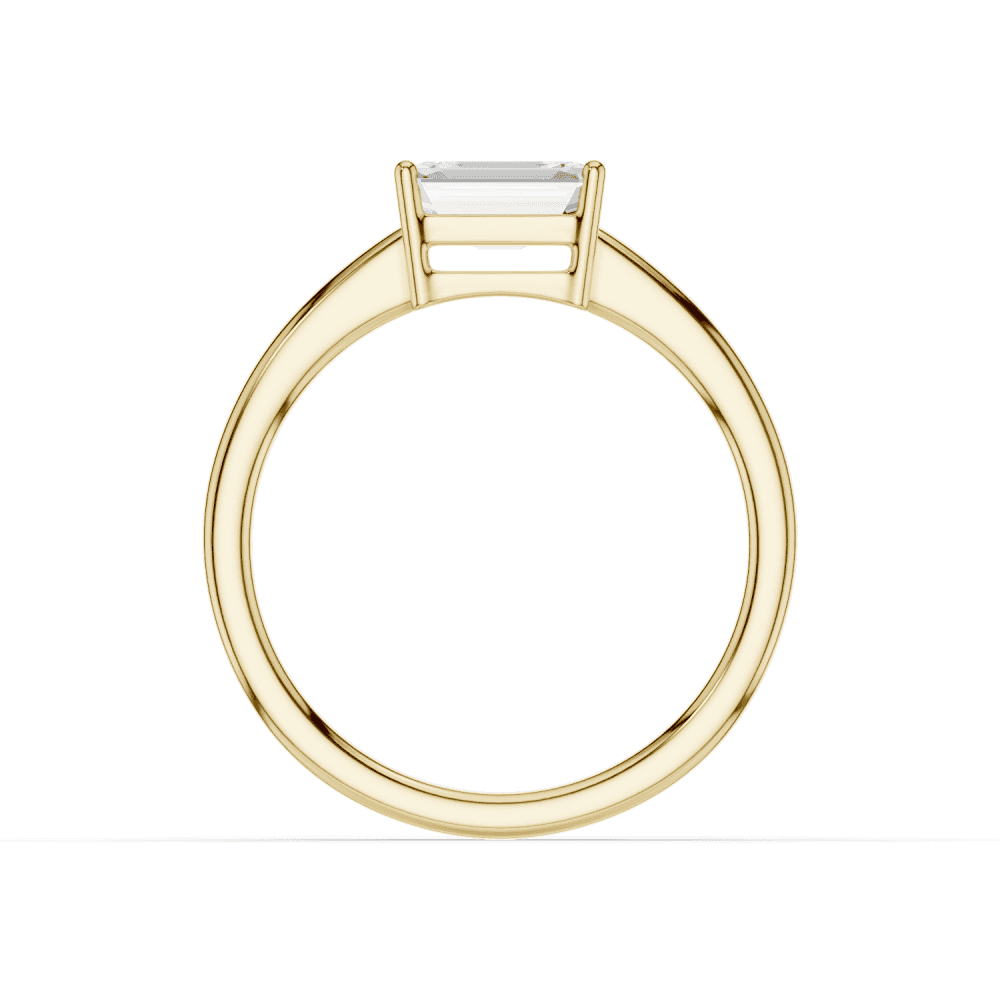 East to West Emerald Cut Diamond Solitaire Ring