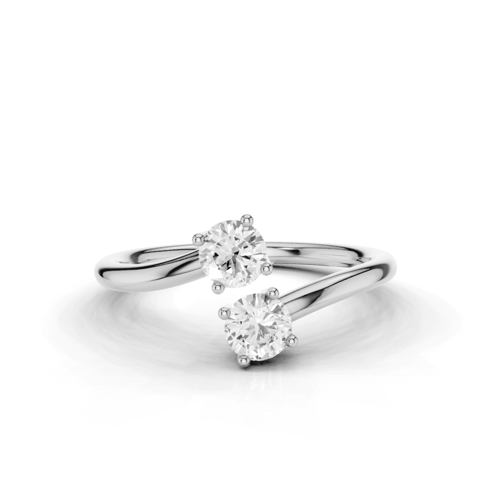 Round Cut Adjustable Toi et Moi Ring