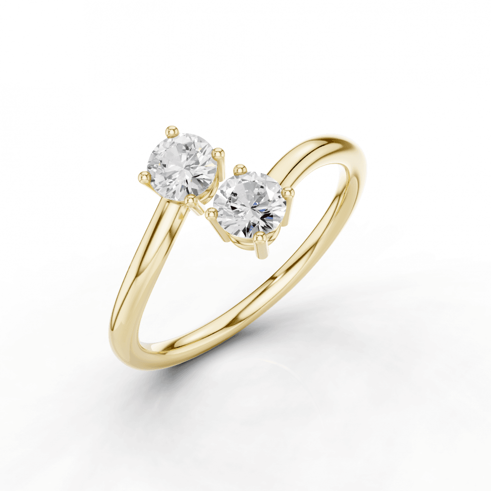 Round Cut Adjustable Toi et Moi Ring