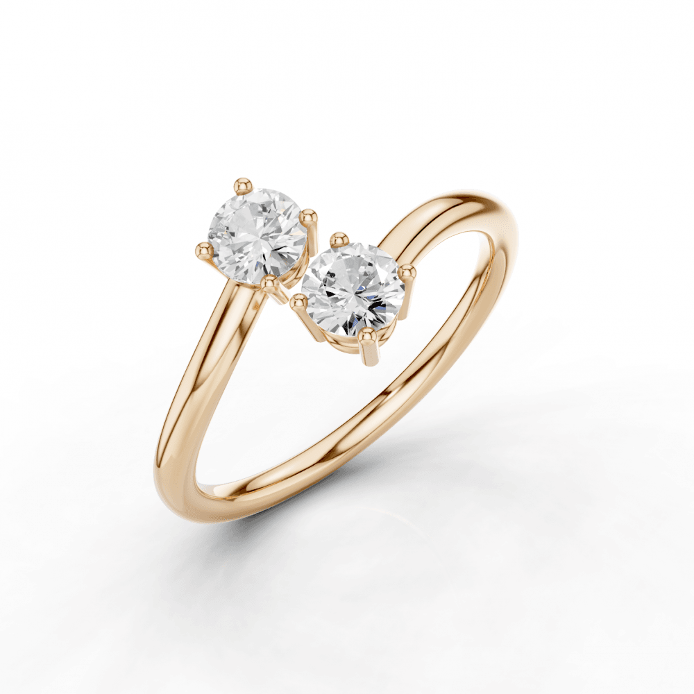 Round Cut Adjustable Toi et Moi Ring
