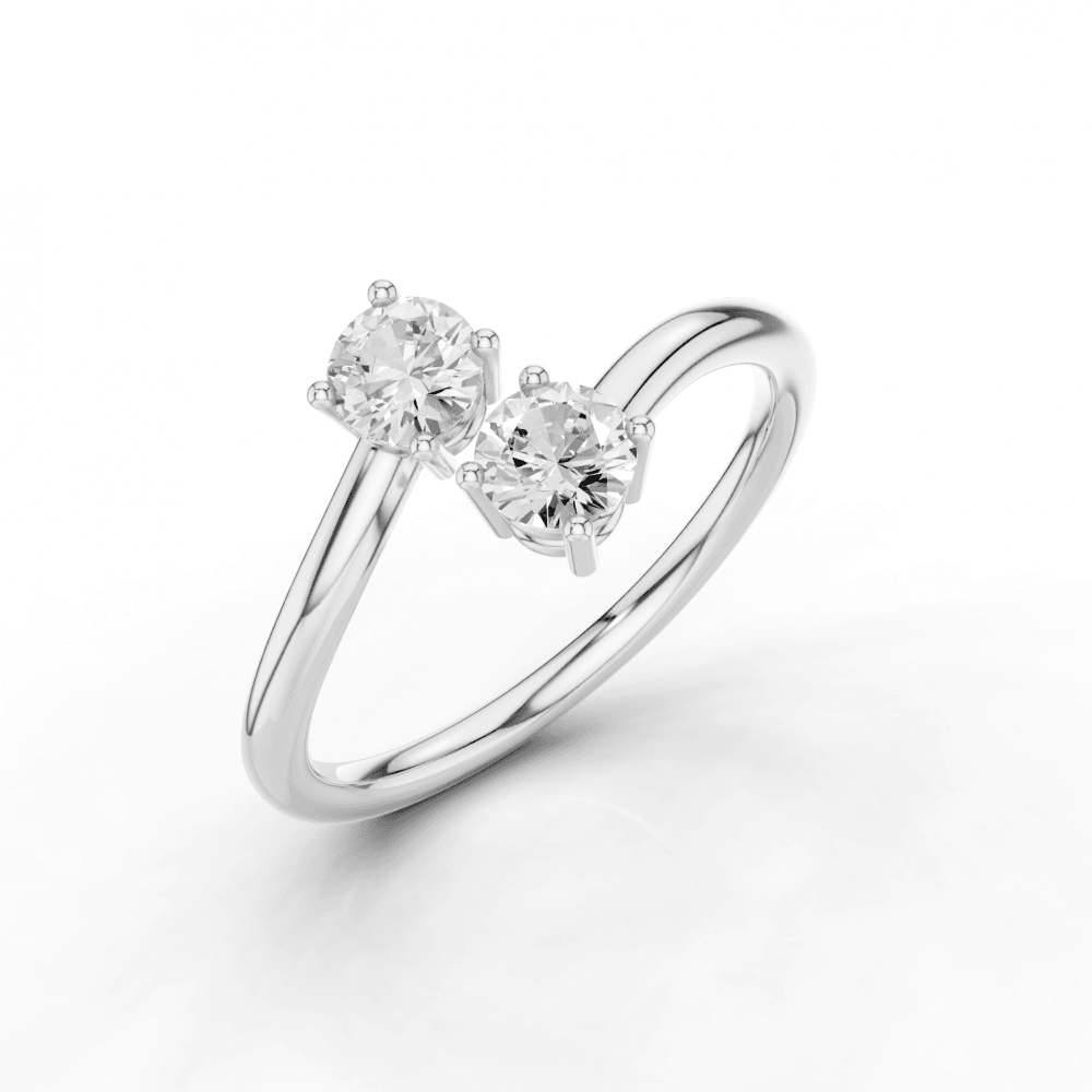 Round Cut Adjustable Toi et Moi Ring