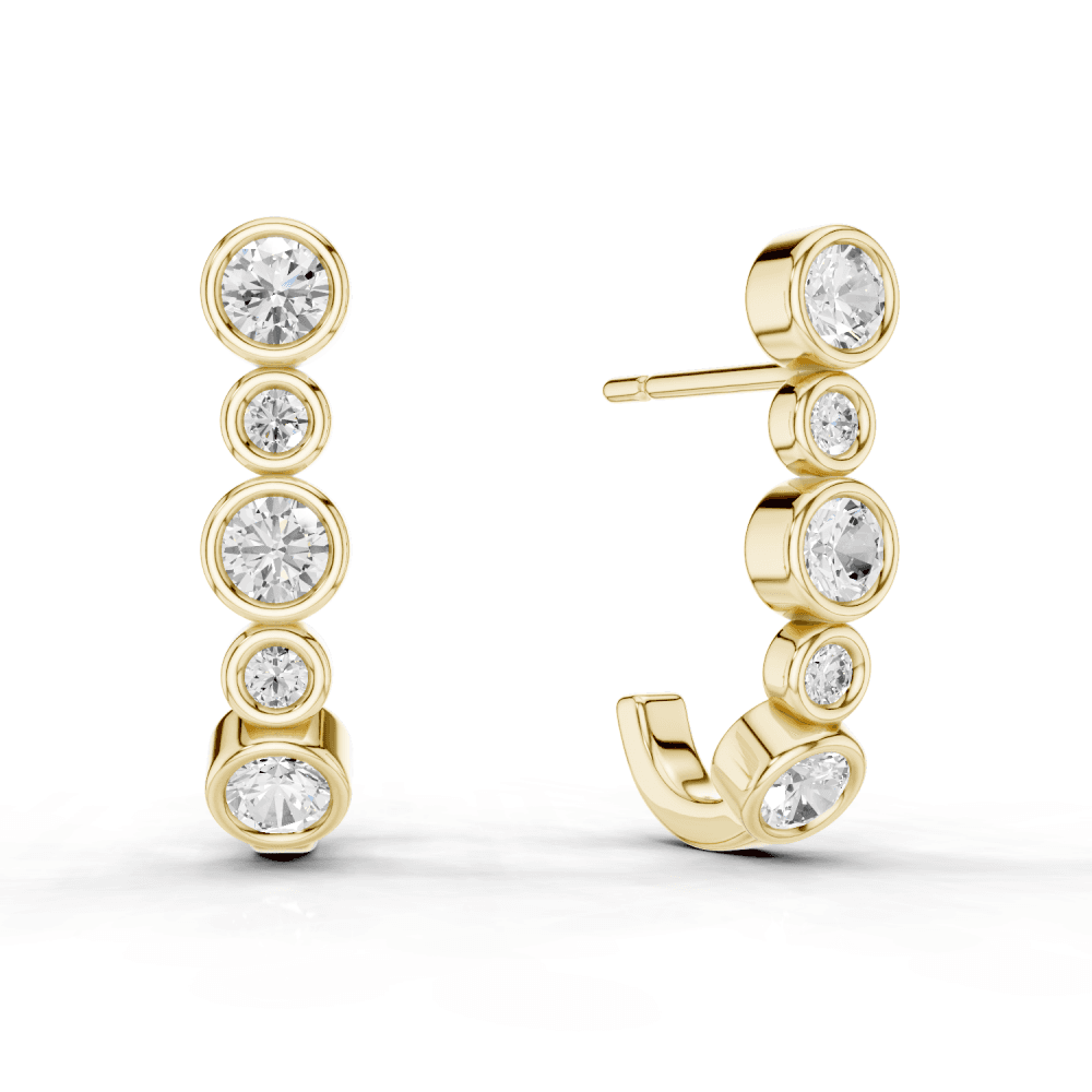 Round Cut Diamond Rubover Stud Earrings