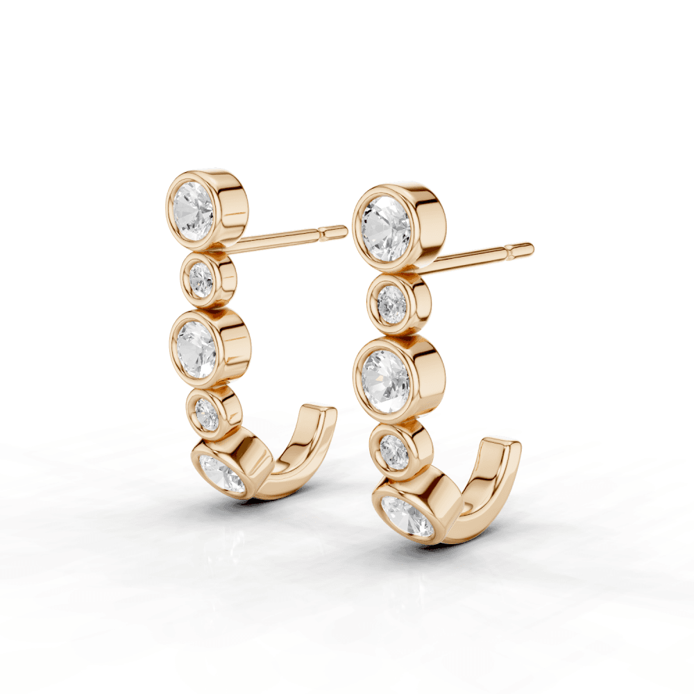 Round Cut Diamond Rubover Stud Earrings