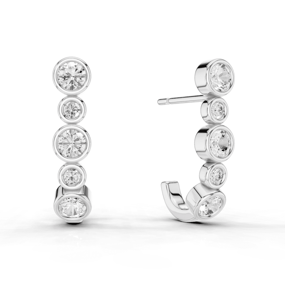 Round Cut Diamond Rubover Stud Earrings