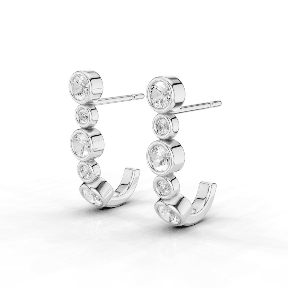 Round Cut Diamond Rubover Stud Earrings