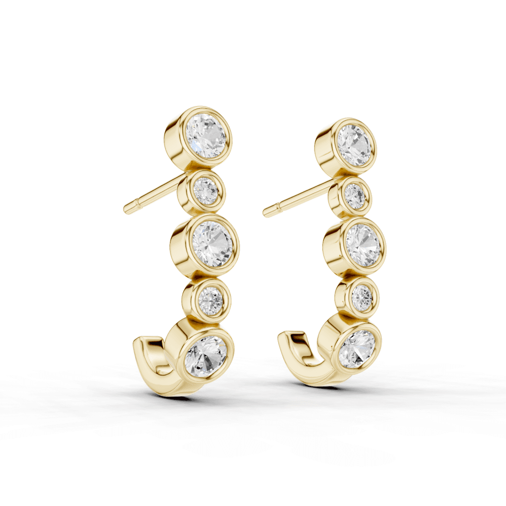 Round Cut Diamond Rubover Stud Earrings