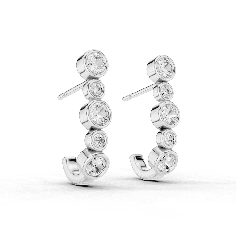 Round Cut Diamond Rubover Stud Earrings