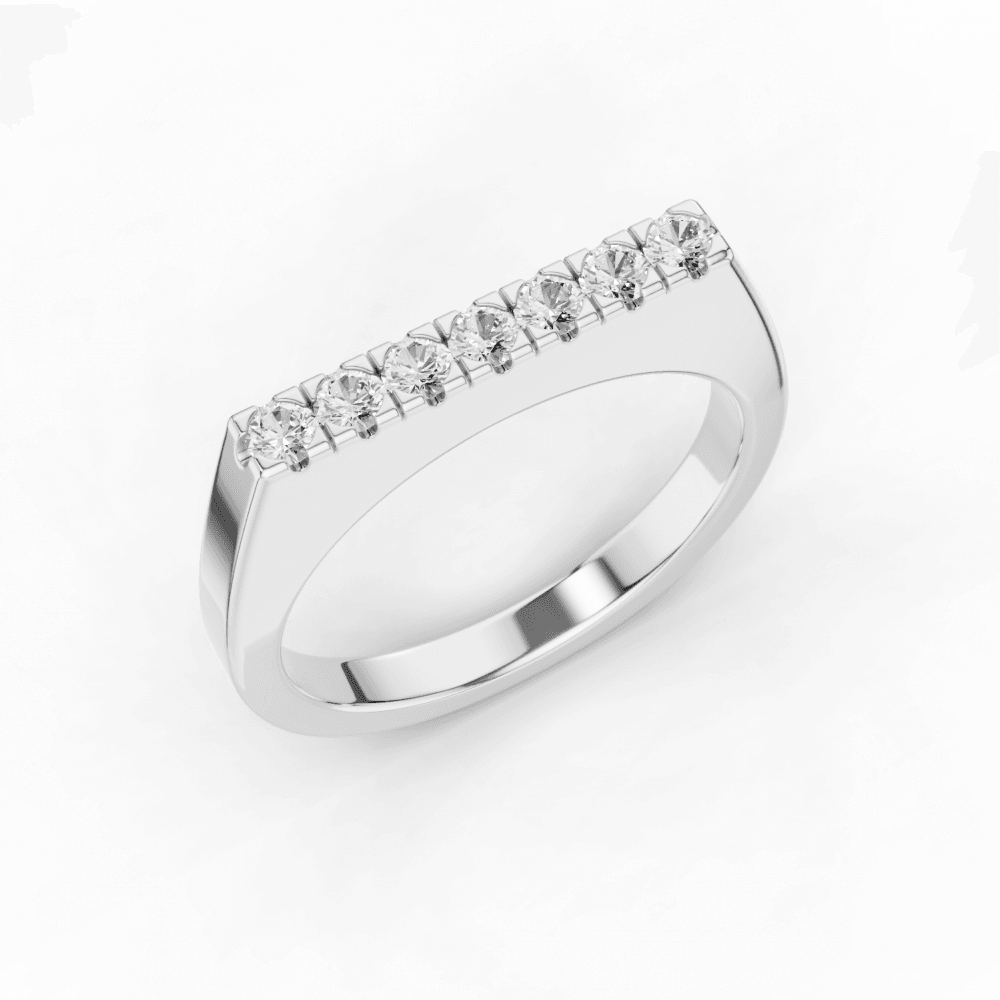 Round Cut Pavé Signet Ring