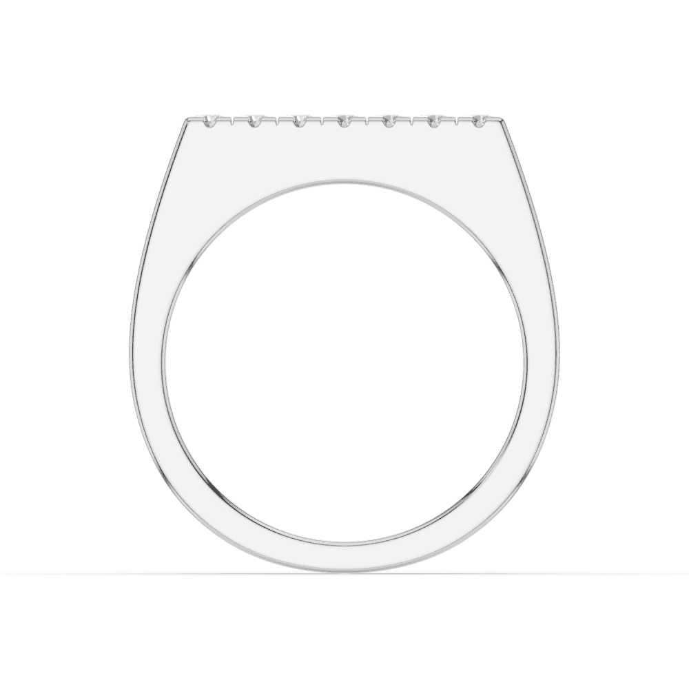 Round Cut Pavé Signet Ring