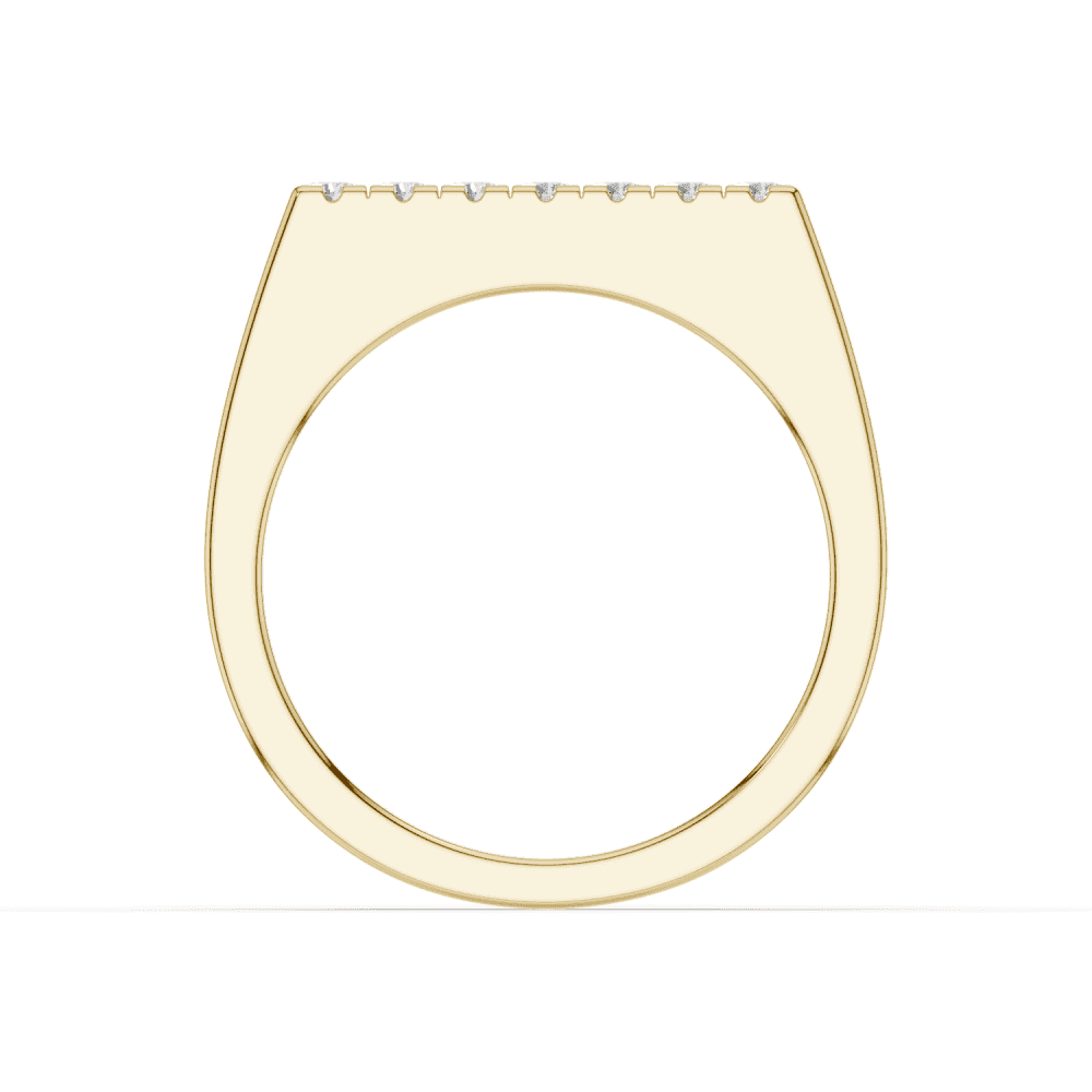 Round Cut Pavé Signet Ring