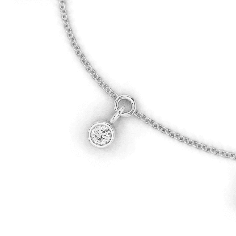 Round Cut Diamond Floating Charm Bracelet